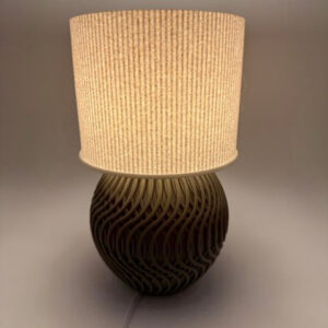 Alternative view of Premium Modern Table Lamp 'Marble' with Marble Pattern Shade and Stylish Geometric Base - Atmospheric Lighting