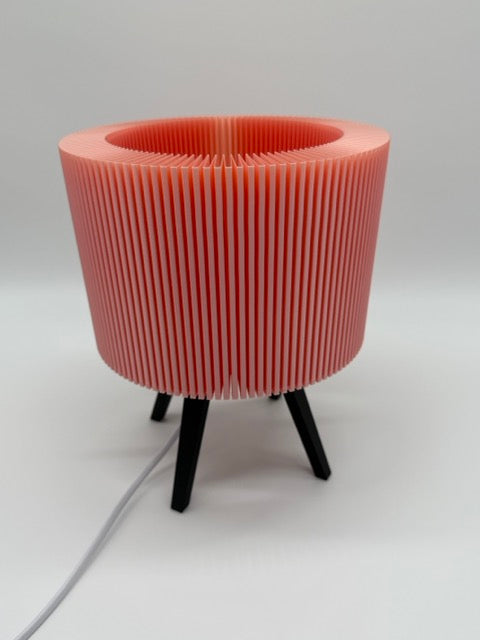 Premium Modern Table Lamp 'Ribble' with Pink Ribbed Shade and Black Base - Unique Mood Lighting - Image 3