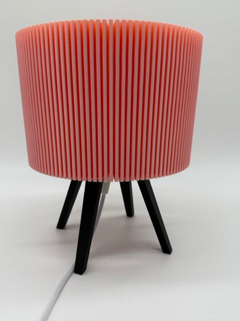 Premium Modern Table Lamp 'Ribble' with Pink Ribbed Shade and Black Base - Unique Mood Lighting - Image 4