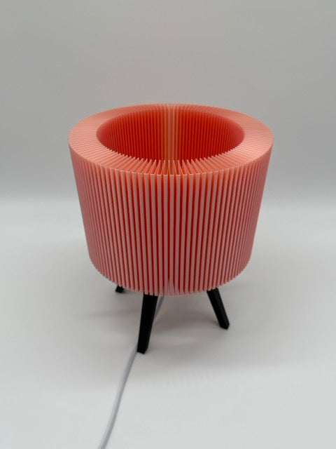 Premium Modern Table Lamp 'Ribble' with Pink Ribbed Shade and Black Base - Unique Mood Lighting - Image 5
