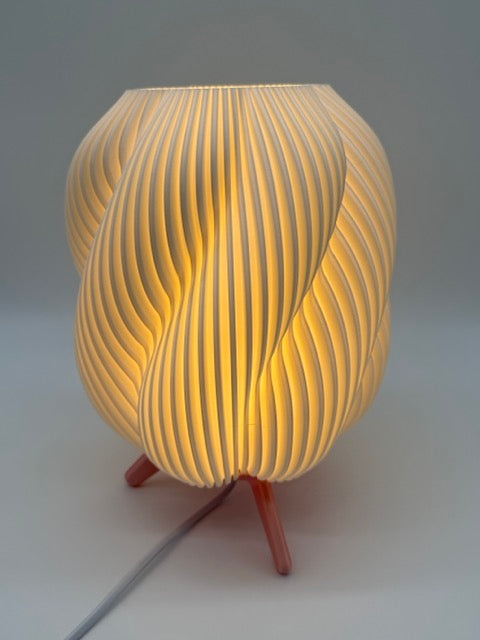 Premium Designer Table Lamp 'Wave' with Wavy White Shade and Wooden Base - Atmospheric Modern Lighting - Image 2