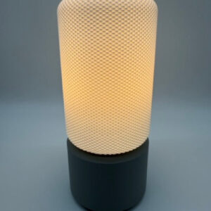 Alternative view of Premium Modern Table Lamp 'Dots' with Cylindrical White Shade and Gray Base - Stylish Mood Lighting
