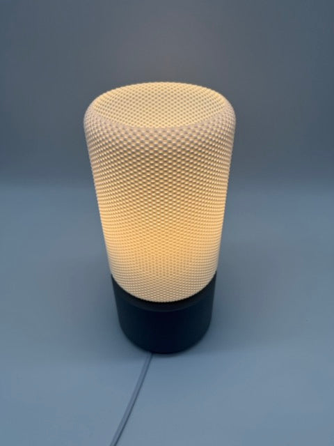 Premium Modern Table Lamp 'Dots' with Cylindrical White Shade and Gray Base - Stylish Mood Lighting - Image 3