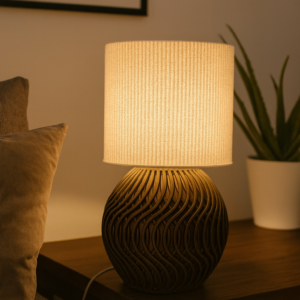 Premium Modern Table Lamp 'Marble' with Marble Pattern Shade and Stylish Geometric Base - Atmospheric Lighting