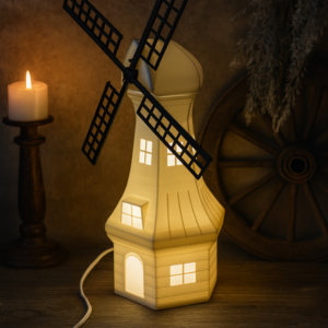 Premium Decorative table lamp 'Mill' in the shape of a windmill - unique mood lamp with warm light